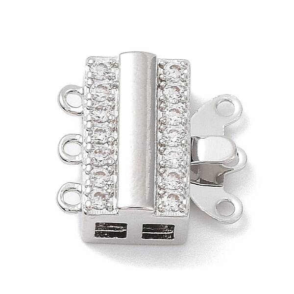 Brass Micro Pave Clear Cubic Zirconia Box Clasps