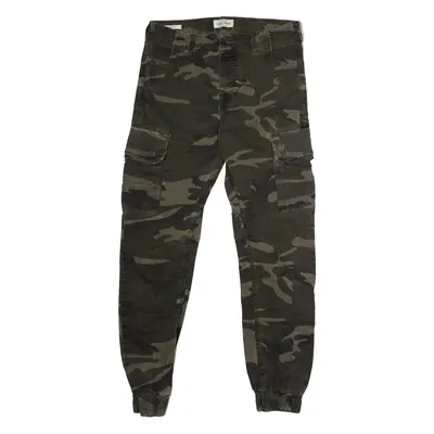 JACK AND JONES Cuffed Camouflage Cargo Mens Trousers Grey Straight W30 L28