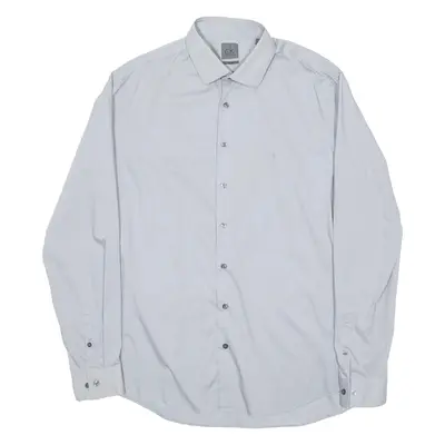 CALVIN KLEIN Fitted Mens Formal Shirt Grey Long Sleeve XL