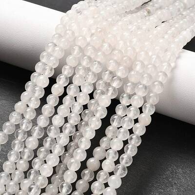 Natural White Jade Round Bead Strands