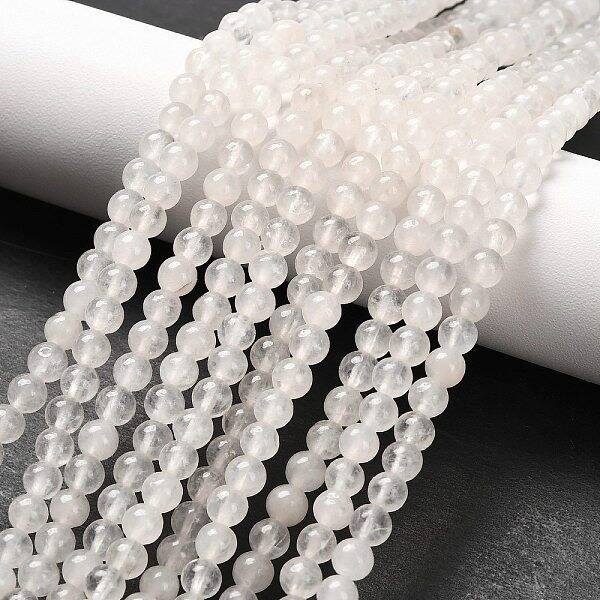 Natural White Jade Round Bead Strands