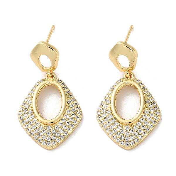 Brass Pave Cubic Zirconia Stud Earrings