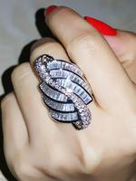 Rhinestone Decorated Ring, Fashion Copper Accessories for Women, Elegant Jewelry for Party, Daily Clothing Decor, Trendy All-...