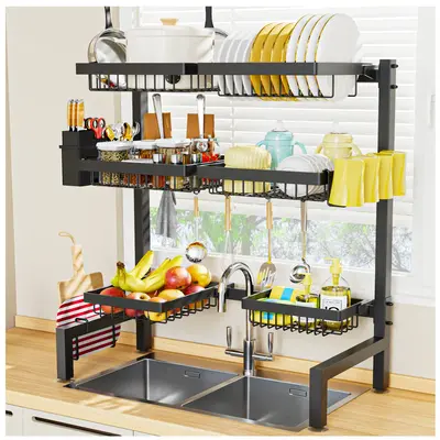 7CODE［2 Tier 4 Baskets］3 Tiers 6 Baskets Dish Drying Rack, 24.8\