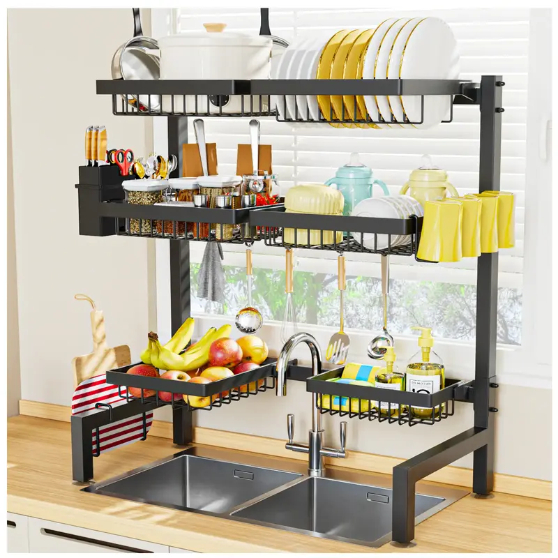 7CODE［2 Tier 4 Baskets］3 Tiers 6 Baskets Dish Drying Rack, 24.8\