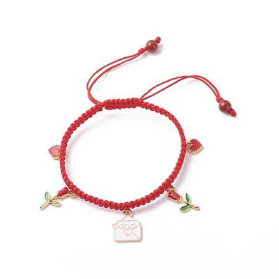 Heart Envelope Rose Alloy Enamel Charm Bracelet