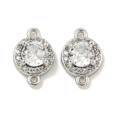 Brass Pave Clear Cubic Zirconia Connector Charms
