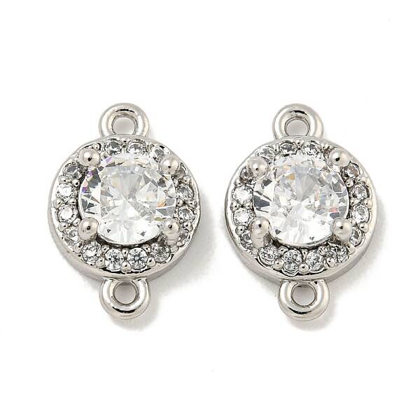 Brass Pave Clear Cubic Zirconia Connector Charms