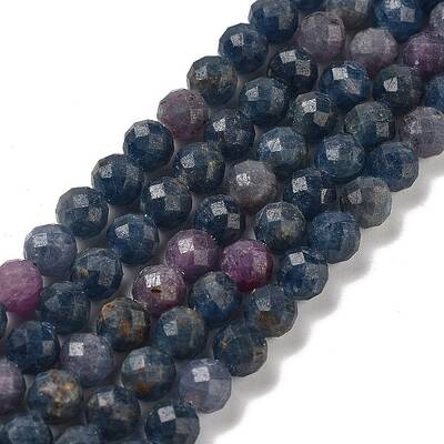 Natural Red Corundum/Ruby and Sapphire Beads Strands