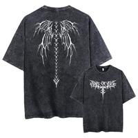 Oversize Printed T-shirts Men Gym Vintage Heavyweight T Shirts Cotton Workout Acid Wash Baggy Tees Street Fashion Tops
