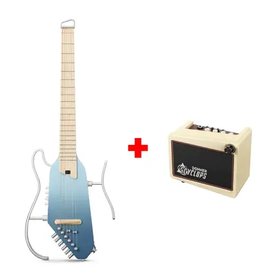 Donner HUSH™ I PRO Acoustic-Electric Travel Guitar - Hawaiian Blue / Guitar+Cyclops Amplifier