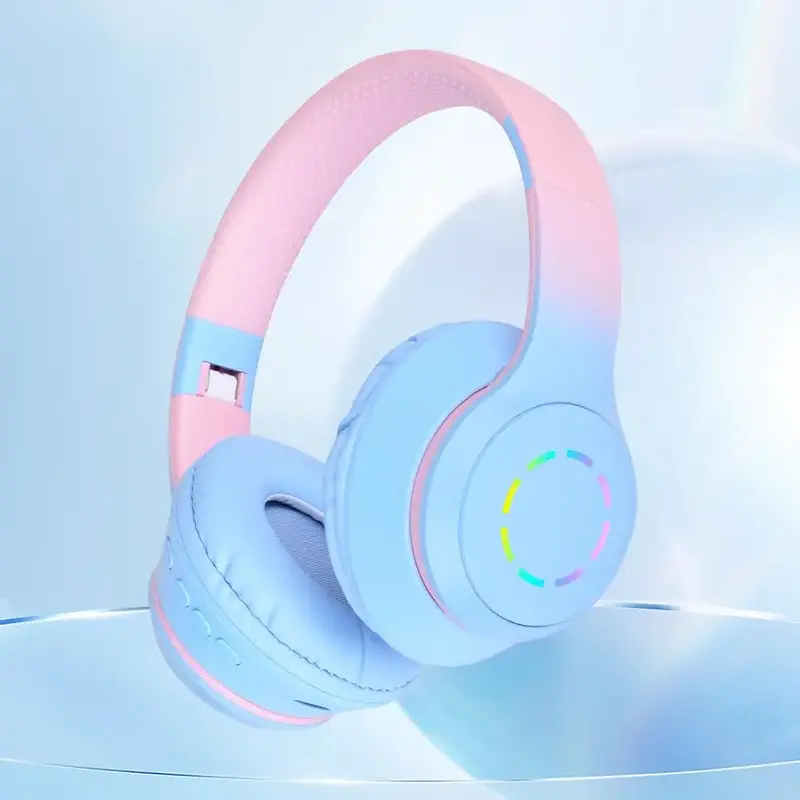 Colorful Earphones, Over-ear Wireless Bluetooth-compatible Headphone, Foldable Portable Earphone, Stretchable Game Headset Fo...