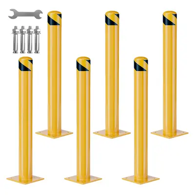 Garvee Heavy Duty Steel Safety Bollards 42 In, 6 PC, Removable, Reflective Tape, Warehouse, Garage, Parking Lot, 4.5 in Diame...