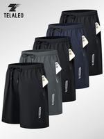 TELALEO 5 Pack Mens Athletic Gym Workout Shorts with Zipper Pockets Quick Dry Basketball Running Lightweight Shorts