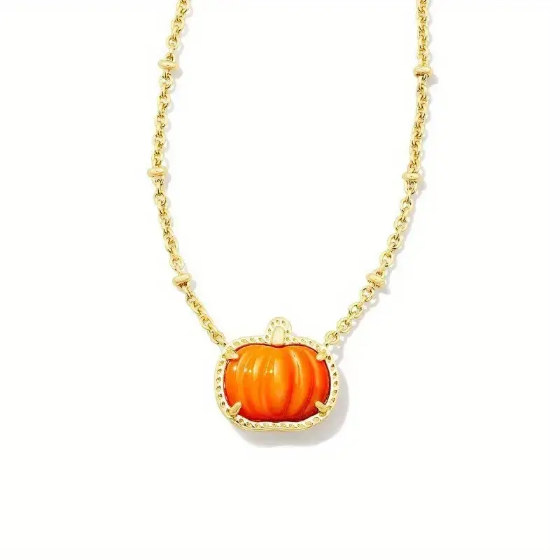 Commuter Short New Halloween Pumpkin Texture Necklace