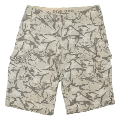 ONE BY ONE Mens Cargo Shorts Grey Camouflage M W30