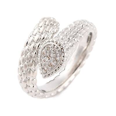 Teardrop Brass Micro Pave Clear Cubic Zirconia Open Cuff Rings