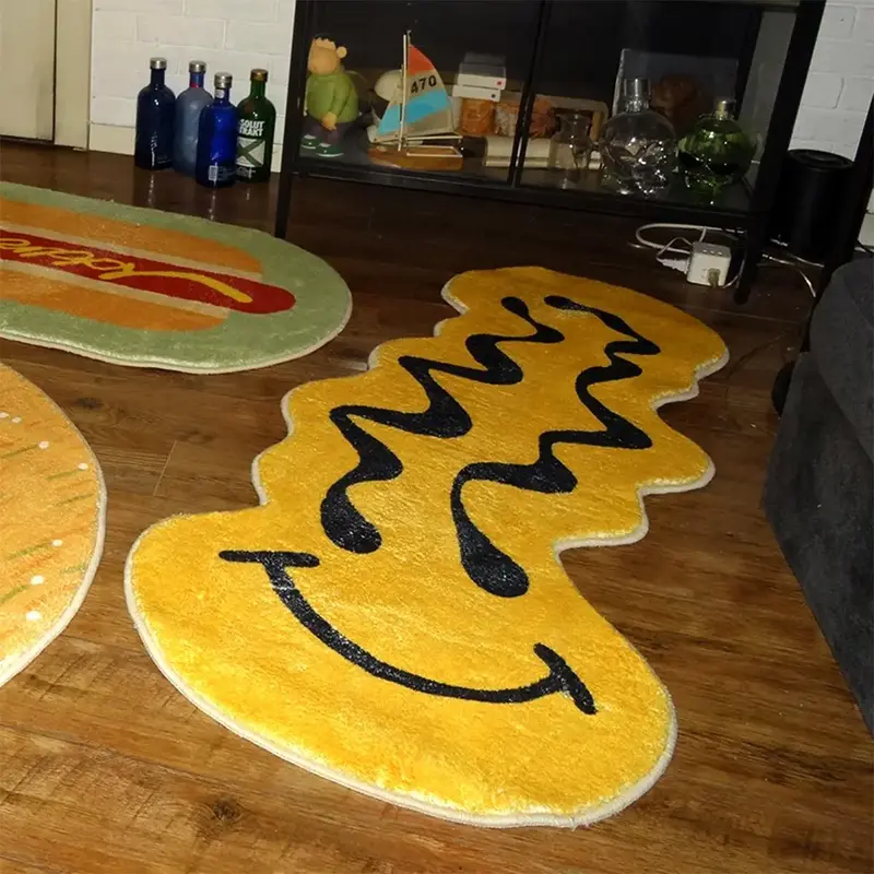 Distorted Smile Pattern Room Decor Carpet, 1 Count Creative Soft Plush Floor Mat, Room Accessories, Decorative Rugs for Home...