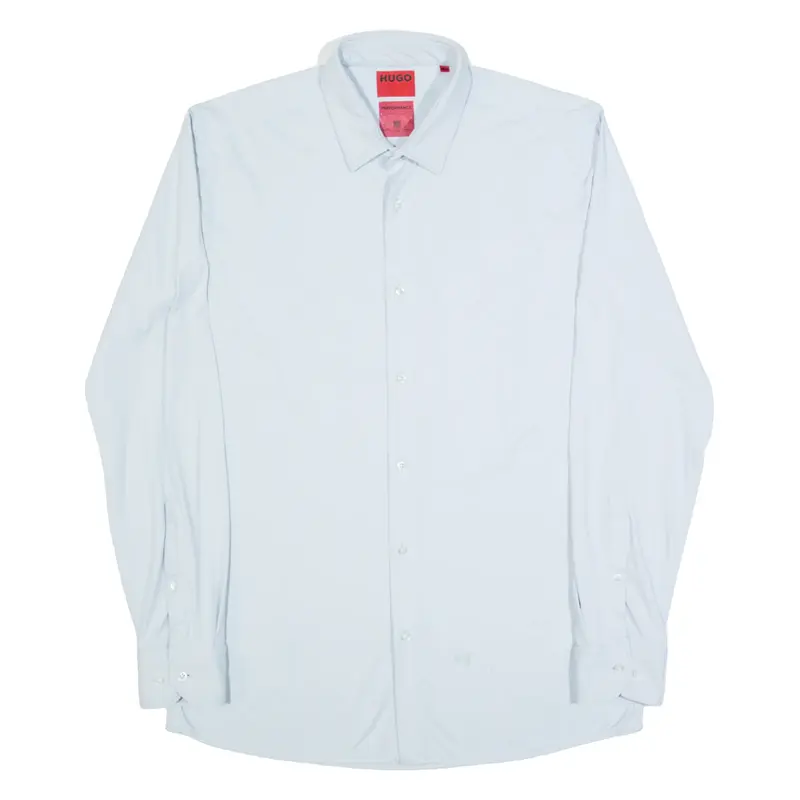 HUGO BOSS Extra Slim Fit Performance Mens Plain Shirt Blue Long Sleeve L