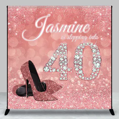 Pink Glitter High Heel Custom 40th Birthday Backdrop - Aperturee