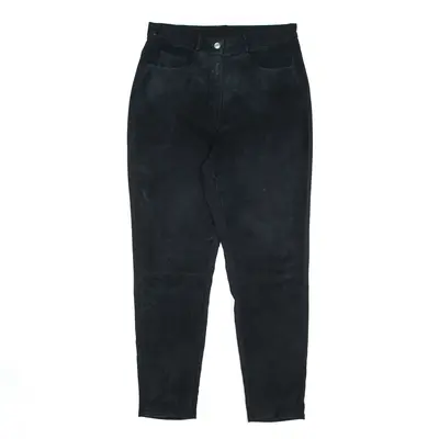 COLOURS OF THE WORLD Black Mom Suede Leather Trousers Womens W31 L30