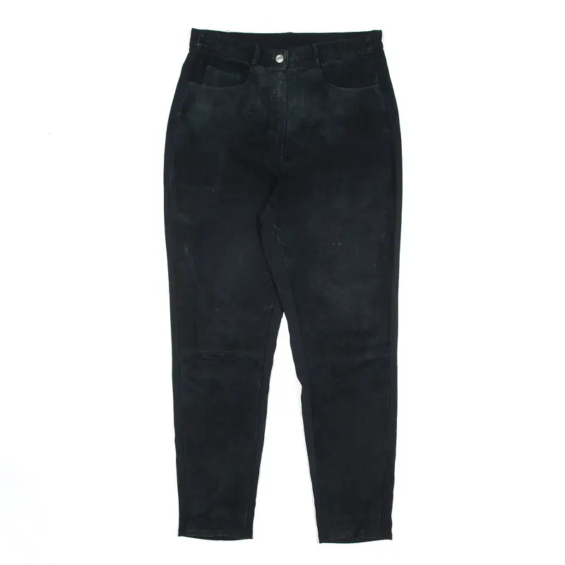 COLOURS OF THE WORLD Black Mom Suede Leather Trousers Womens W31 L30
