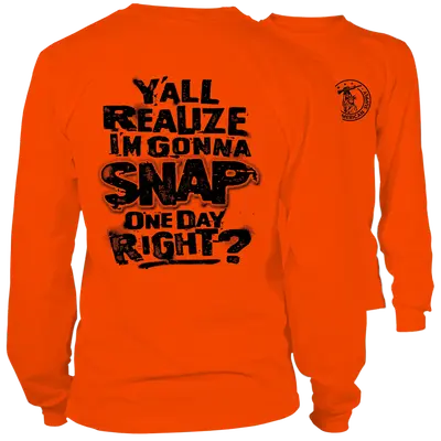 Snap- Long Sleeve Safety Orange Hi-Vis T-Shirt