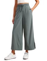 CRZ YOGA Lightweight Wide Leg Cropped Pants for Women High Waisted Loose Casual Lounge Travel Work Dress Sweatpants Summer