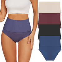 FINETOO Unite Store 4Pcs  Seamless Womenswear High Waist Breathable Lingerie Briefs Basic  Underpants Ladies Minimalist Stret...