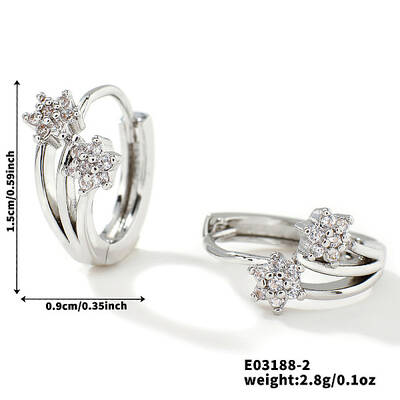Chic Fashionable Flower Hip-hop Brass Hoop Earrings