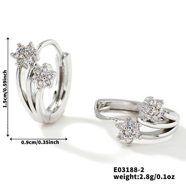 Chic Fashionable Flower Hip-hop Brass Hoop Earrings