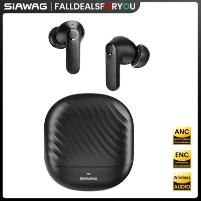 SIAWAG BTW73 Noise Cancelling True-Wireless Earbuds with ANC 42dB, 4-Mic ENC Clear Call, 60ms Gaming Mode & 800mAh Battery , ...