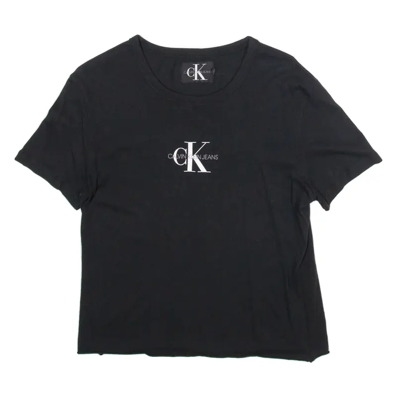 CALVIN KLEIN Cropped Womens T-Shirt Black L