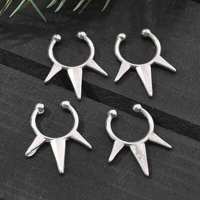 304 Stainless Steel 3 Spike Clip on Nose Rings