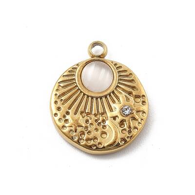 304 Stainless Steel Pave Natural Stone Pendants