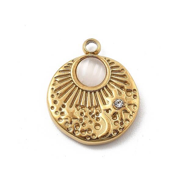 304 Stainless Steel Pave Natural Stone Pendants