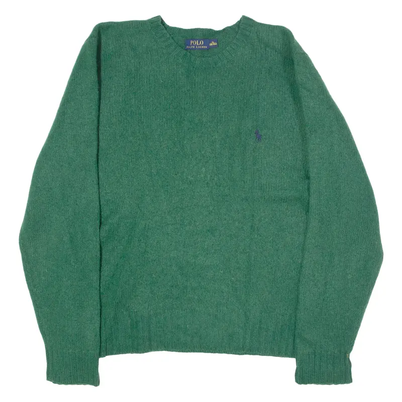 POLO RALPH LAUREN Womens Jumper Green Crew Neck Tight Knit Wool XL
