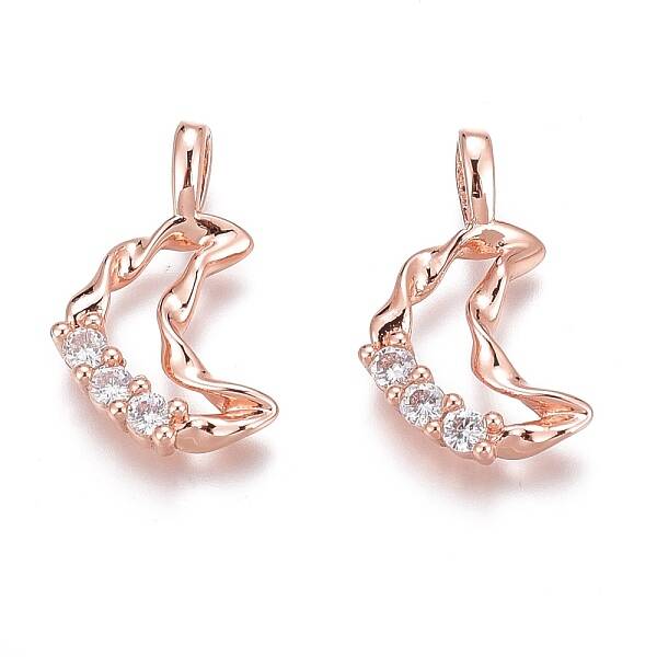 Brass Micro Pave Clear Cubic Zirconia Pendants
