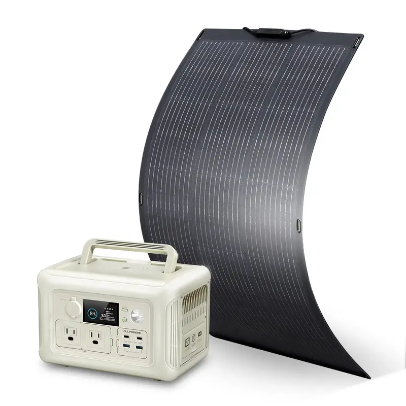 ALLPOWERS 600W Solar Generator (R600 + SF100 100W Flexible Solar Panel) R600-Beige + SF100 100W Solar Panel