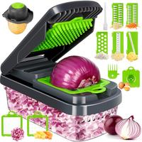 Vegetable Chopper,12-in-1 Multifunctional Food Chopper,Professional Onion Chopper with 7 Blades,Vegetable Cutter with Contain...