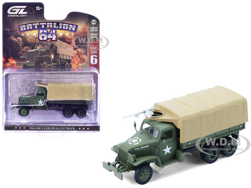 1944 GMC CCKW 353 A1 2.5T Truck U.S. Army - WWII Olive Drab with Tan Top Battalion 64 Series 6 1/64 Diecast Model Car by ...