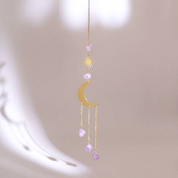 Natural Amethyst Chips Suncatcher for Windows Rainbow Maker
