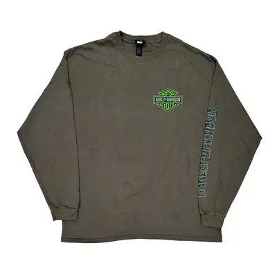 Harley Davidson Graphic Long Sleeve T-Shirt - 2XL Grey Cotton