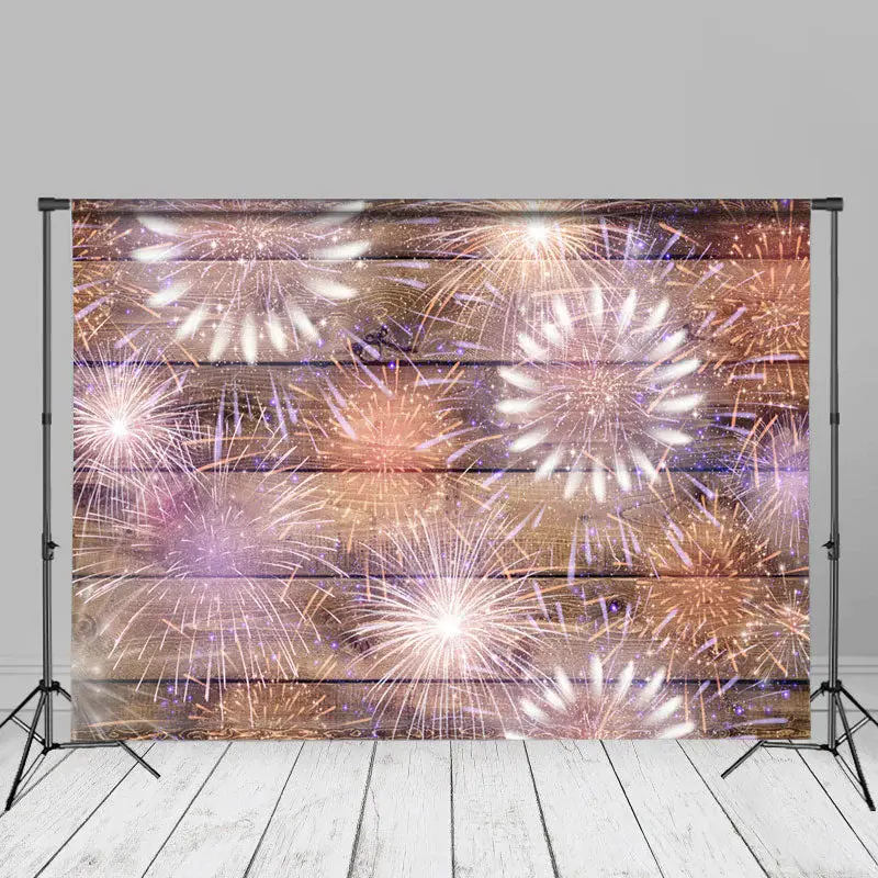 Wooden Board Wall Spark Photo Backdrop For New Year - Aperturee