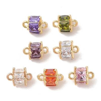 Brass Connector Charms with Glass