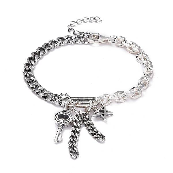 Rhodium Plated 925 Sterling Silver Charm Bracelets
