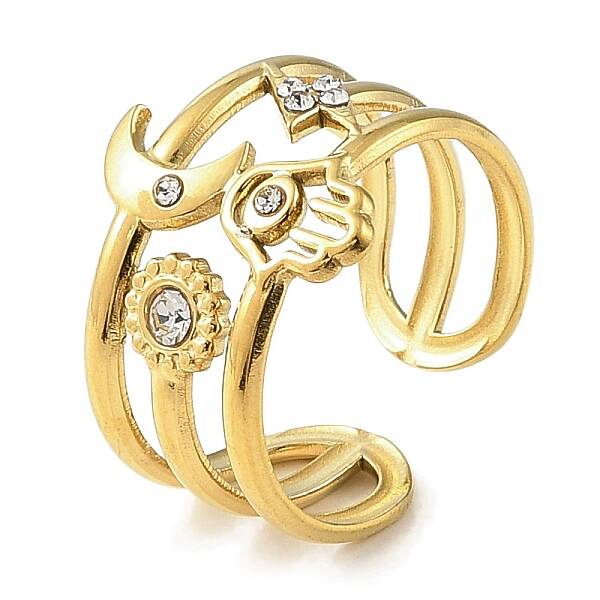 Ion Plating(IP) 304 Stainless Steel Open Cuff Ring for Women