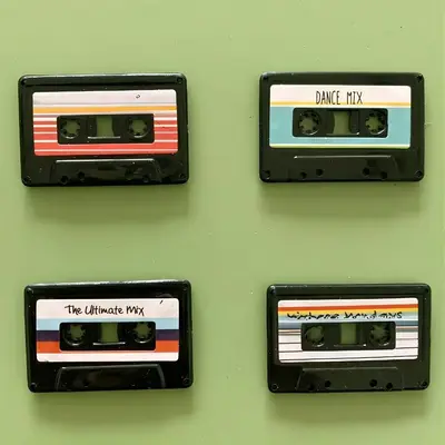 Cassette Tape and Record Design Refrigerator Magnet, 4 Counts/set Vintage Refrigerator Magnets for Kitchen Decoration, Cute a...