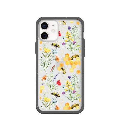 Clear Sweet Bees iPhone 12 Mini Case With Black Ridge
