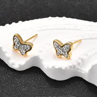 12 Pairs 304 Stainless Steel Rhinestone Stud Earrings